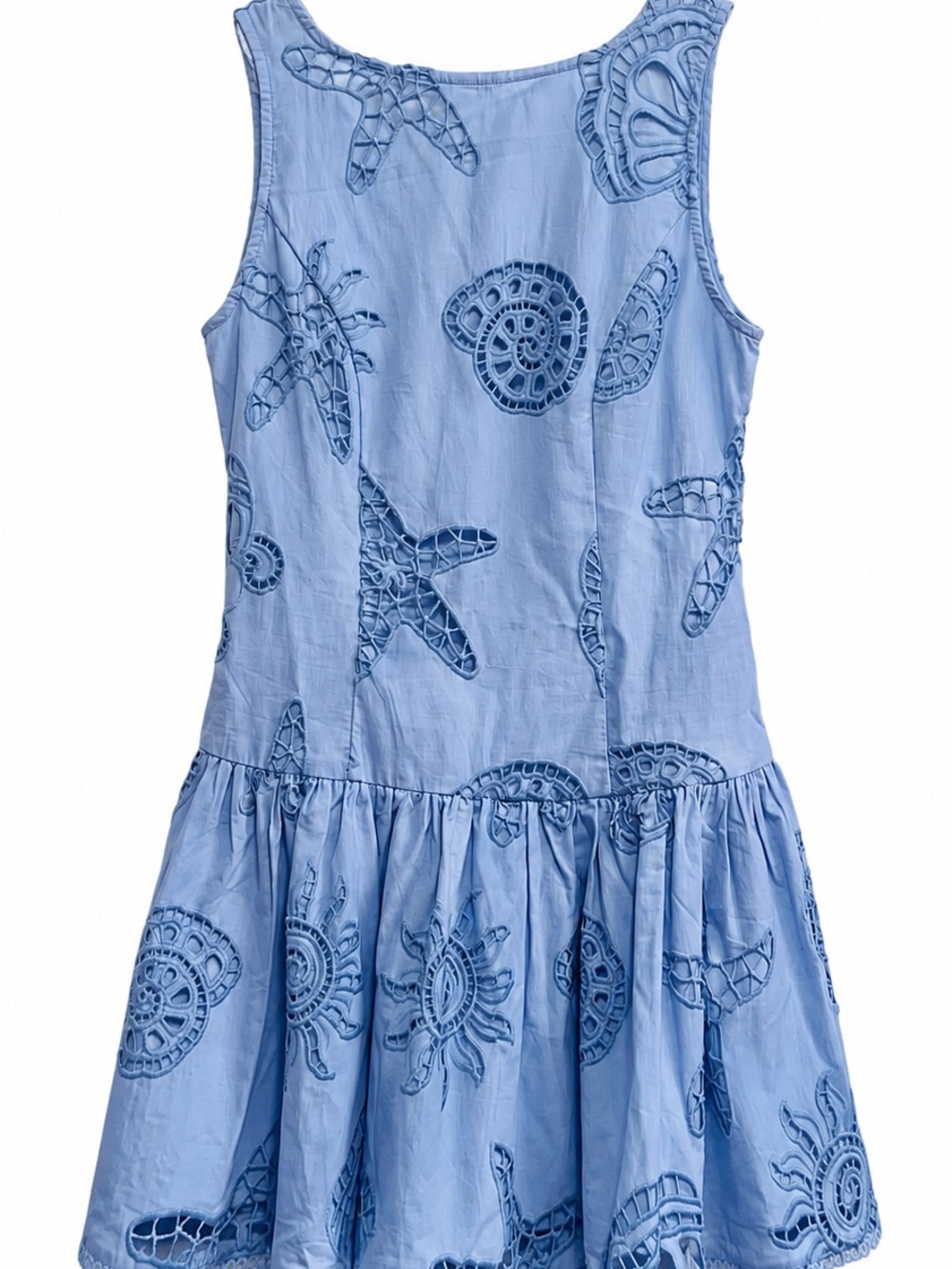 Caroline Constas Light Blue Sleeveless Eyelet Drop-Waist embroidered Mini 2 NWT - Picture 5 of 9
